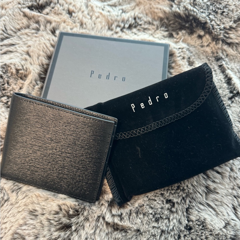 PEDRO - Leather Bi-fold Wallet - Black